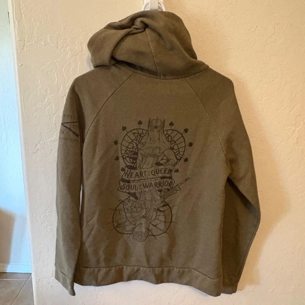 WOMEN'S HEART AND SOUL OF A WARRIOR FULL-ZIP HOODIE - MILITARY GREEN XL - Picture 5 of 8